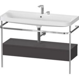 Duravit Happy D.2 Plus combinaison lavabo pour meuble HP4844E80800000 117,5x49cm, avec console en métal, 2 trous pour robinetterie, graphite super mat