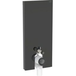 Module de toilettes sur pied Geberit Monolith 131033SJ6 hauteur 114cm, façade en verre noir, côté en aluminium chromé noir