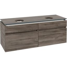 Villeroy und Boch Legato Villeroy et Boch vasque B592L0RK 140x55x50cm, pour 2 Lavabos , avec éclairage LED, Stone Oak