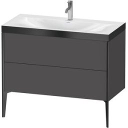 Duravit XViu Table de toilette XV4711OB249P 100x48cm, 2 2000 - out, Match2 trou de coulée, noir mat, Cadres P, graphite mat