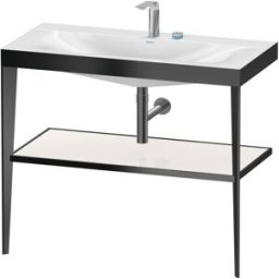 Duravit XViu vasque combinaison XV4716EB285 100 x 48 cm, 2 trous pour robinetterie, blanc haute brillance, avec console en métal, noir mat