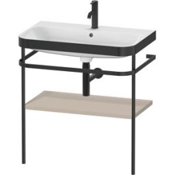 Combinaison lavabo Duravit Happy D.2 Plus HP4737O6060 77,5 x 49 cm, 1 trou pour robinetterie, finition taupe satiné, avec console en métal