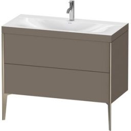 Duravit XViu Table de toilette XV4711OB190C 100x48cm, 2 2000 - out, Match2 trou de coulée, champagne mat, Cadres C, flanelle gris mat de soie