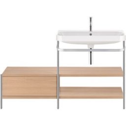 Duravit Happy D.2 Plus combinaison lavabo pour meuble HP4848N7171 160 x 49 cm, sans trou pour robinetterie, chêne méditerranéen, avec console en métal