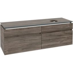 Villeroy und Boch Legato Villeroy et Boch vasque B598L0RK 160x50x50cm, meuble à droite, avec éclairage LED, Stone Oak