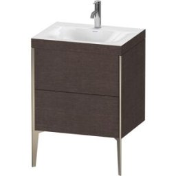 Duravit XViu Table de toilette XV4709OB172C 60x48cm, 2 2000 - out, Match2 trou de coulée, champagne mat, Cadres C, brossé chêne foncé