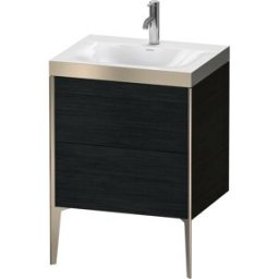 Duravit XViu Table de toilette XV4709OB116P 60x48cm, 2 2000 - out, match3 trou de coulée, champagne mat, Cadres P, Eiche schwarz