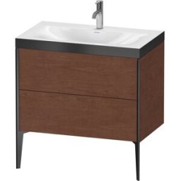 Duravit XViu Table de toilette XV4710OB213P 80x48cm, 2 2000 - out, Match2 trou de coulée, noir mat, Cadres P, noyer d' Amérique