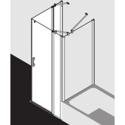 Kermi Pega Kermi -entrée d'angle pour porte battante en 2 Pega . PEEPR12018VYK 120x185cm, verre de sécurité trempé brillant argenté SR Opaco Clean, à droite, sur receveur de douche