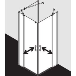 Kermi Pega Kermi -entrée d'angle pour porte battante en 2 Pega . PEEPL10320VPK 103x200cm, argent brillant, verre de sécurité trempé clair, à gauche, sur la zone de douche