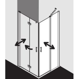 Kermi demi-porte d'entrée d' Diga avec panneau fixe DIEPR10018VPK 100x185cm, sur DW, argent brillant, verre de sécurité trempé clair, droite