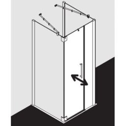 Kermi Pasa XP porte battante 2000 -fl. u champ fixe pour paroi latérale PX1FR120181PK 120x185cm, argent mat brillant, verre de sécurité trempé clair, à droite, sur receveur de douche