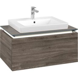 Villeroy und Boch Legato Villeroy et Boch vasque B678L0RK 80x38x50cm, centre vasque, avec éclairage LED, Stone Oak