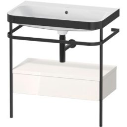 Combinaison lavabo pour meuble Duravit Happy D.2 Plus HP4742N2222 77,5 x 49 cm, sans trou pour robinet, brillant blanc , avec console en métal