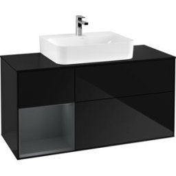 Villeroy und Boch Villeroy et Boch Finion Villeroy et Boch F162HGPH 120cm, plaque de finition noir mat, tablette gauche Midnight Blue Matt Lacquer , Glossy Black Lacquer
