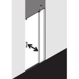 Kermi Pega porte battante 2000 -swing avec panneau fixe PE1FR10018VPK 100x185cm, argent brillant, verre de sécurité trempé clair, droite