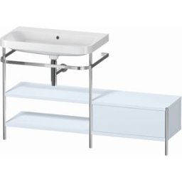 Combinaison lavabo pour meuble Duravit Happy D.2 Plus HP4852N9797 140 x 49 cm, sans trou pour robinetterie, finition satinée bleu clair, avec console en métal