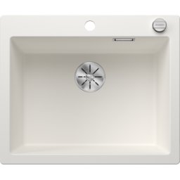 Blanco Pleon 6 Évier Silgranit 523690 61,5 x 51 cm, blanc, télécommande de vidange avec commande rotative