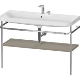Combinaison lavabo pour meuble Duravit Happy D.2 Plus HP4839E92920000 117,5x49cm, avec console en métal, 2 trous pour robinetterie, finition satinée gris pierre