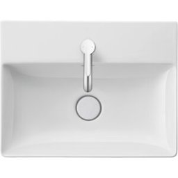 Duravit DuraSquare vasque 2356500071 50x40cm, sans trop-plein, avec plage de robinetterie, au sol, trou pour robinetterie 2000 blanc