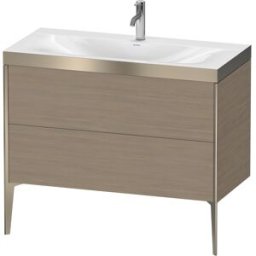Duravit XViu Table de toilette XV4711OB135P 100x48cm, 2 2000 - out, Match2 trou de coulée, champagne mat, Cadres P, terra chêne