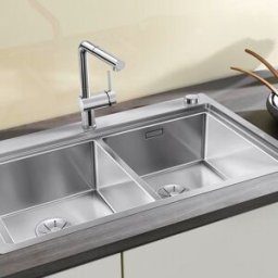 Blanco Divon II 8-if évier 521663 86 x 51 cm, Inox soie, télécommande de vidange avec commande rotative