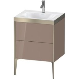 Duravit XViu Table de toilette XV4709OB186P 60x48cm, 2 2000 - out, Match2 trou de coulée, champagne mat, Cadres P, à haute brillance cappucino