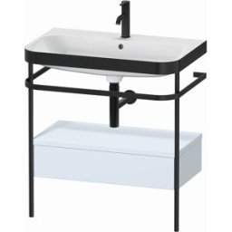 Combinaison lavabo pour meuble Duravit Happy D.2 Plus HP4742O9797 77,5 x 49 cm, 1 trou pour robinetterie, finition bleu clair satiné, avec console en métal