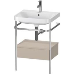 Combinaison lavabo Duravit Happy D.2 Plus HP4840O6060 57,5 x 49 cm, 1 trou pour robinetterie, finition taupe satiné, avec console en métal
