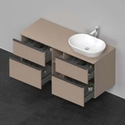 Duravit D-Neo sous-lavabo DE4970R7575 140 x 55 cm, Lin , suspendu, 4 tiroirs, console 2000 , vasque à droite