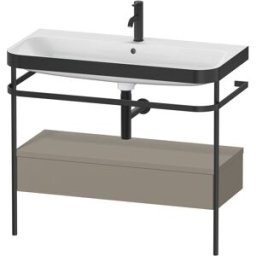 Combinaison lavabo pour meuble Duravit Happy D.2 Plus HP4743O9292 97,5 x 49 cm, 1 trou pour robinetterie, finition gris pierre satiné, avec console en métal