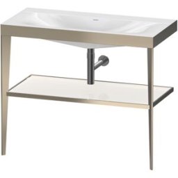 Duravit XViu vasque combinaison XV4716NB185 100 x 48 cm, sans trou pour robinet, blanc haute brillance, avec console en métal, champagne mat