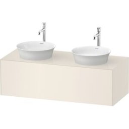Duravit White Tulip meuble sous-vasque WT4978BH4H4 130 x 55 cm, Nordic Blanc Brillant , 2000 , coulissant 2000 , plaque console match3, vasque des deux côtés