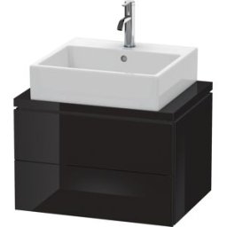 L-Cube Duravit vasque LC580504040 62 x 47,7 cm, noir brillant, pour console, 2 tiroirs