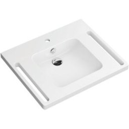 Hewi lavabo en fonte minérale 950.11.141 65 x 55 cm, moule carré, avec trou pour robinet et trop-plein, blanc
