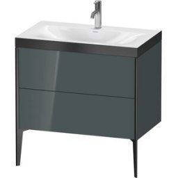 Duravit XViu Table de toilette XV4710OB238P 80x48cm, 2 2000 - out, Match2 trou de coulée, noir mat, Cadres P, Dolomiti gris brillant
