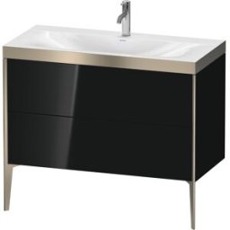 Duravit XViu Table de toilette XV4711OB140P 100x48cm, 2 2000 - out, Match2 trou de coulée, champagne mat, Cadres P, noir brillant