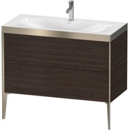 Duravit XViu Table de toilette XV4711OB169P 100x48cm, 2 2000 - out, Match2 trou de coulée, champagne mat, Cadres P, noyer satiné
