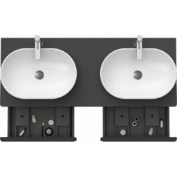 Duravit D-Neo DE4950B4949 140 x 55 cm, Graphite Mat , suspendu, 801 , console 2000 , vasque des deux côtés