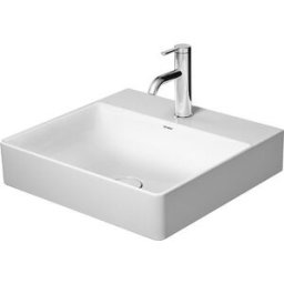 Duravit DuraSquare vasque pour meuble 2353500044 50 x 47 cm, sans trop-plein, avec plage de robinetterie, 3 trous pour robinetterie, blanc
