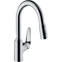 Hansgrohe Focus M42 mitigeur de cuisine 180 2jet 71821000 avec douchette extractible, plage de rotation 360°, chromé