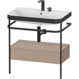 Duravit Happy D.2 Plus combinaison lavabo pour meuble HP4742E7575 77,5 x 49 cm, 2 trous pour robinetterie, lin, avec console en métal