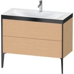 Duravit XViu Table de toilette XV4711OB212P 100x48cm, 2 2000 - out, Match2 trou de coulée, noir mat, Cadres P, chêne brossé