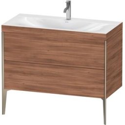 Duravit XViu Table de toilette XV4711OB179C 100x48cm, 2 2000 - out, Match2 trou de coulée, champagne mat, Cadres C, noyer naturel