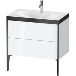 Duravit XViu Table de toilette XV4710OB285P 80x48cm, 2 2000 - out, match3 trou de coulée, noir mat, Cadres P, blanc haute brillance