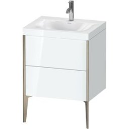 Duravit XViu Table de toilette XV4709OB185C 60x48cm, 2 2000 - out, match3 trou de coulée, champagne mat, Cadres C, blanc haute brillance