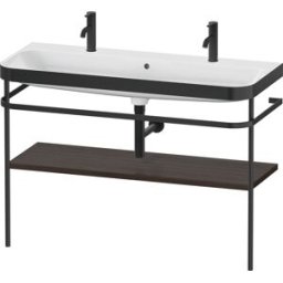 Duravit Happy D.2 Plus combinaison lavabo pour meuble HP4759O69690000 117,5x49cm, avec 1 trou pour robinetterie, console en métal, noyer brossé