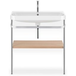 Duravit Happy D.2 Plus combinaison lavabo pour meuble HP4837O7171 77,5 x 49 cm, 1 trou pour robinetterie, chêne méditerranéen, avec console en métal