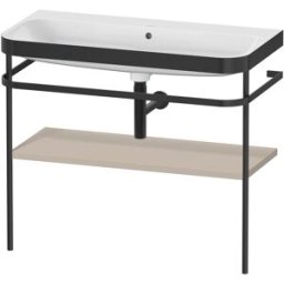 Combinaison lavabo pour meuble Duravit Happy D.2 Plus HP4738N6060 97,5 x 49 cm, sans trou pour robinetterie, finition taupe satinée, avec console en métal