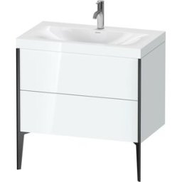 Duravit XViu Table de toilette XV4710OB285C 80x48cm, 2 2000 - out, match3 trou de coulée, noir mat, Cadres C, blanc haute brillance